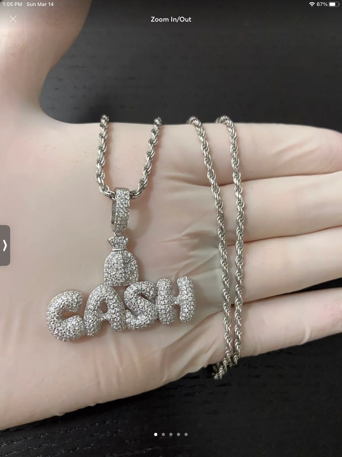 Real 925 silver diamond cash bag necklac
