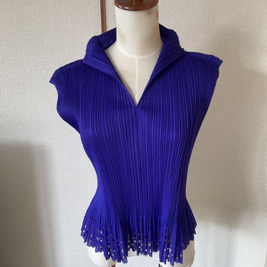 Issey Miyake Pleats Please Purple Sleeveless Top