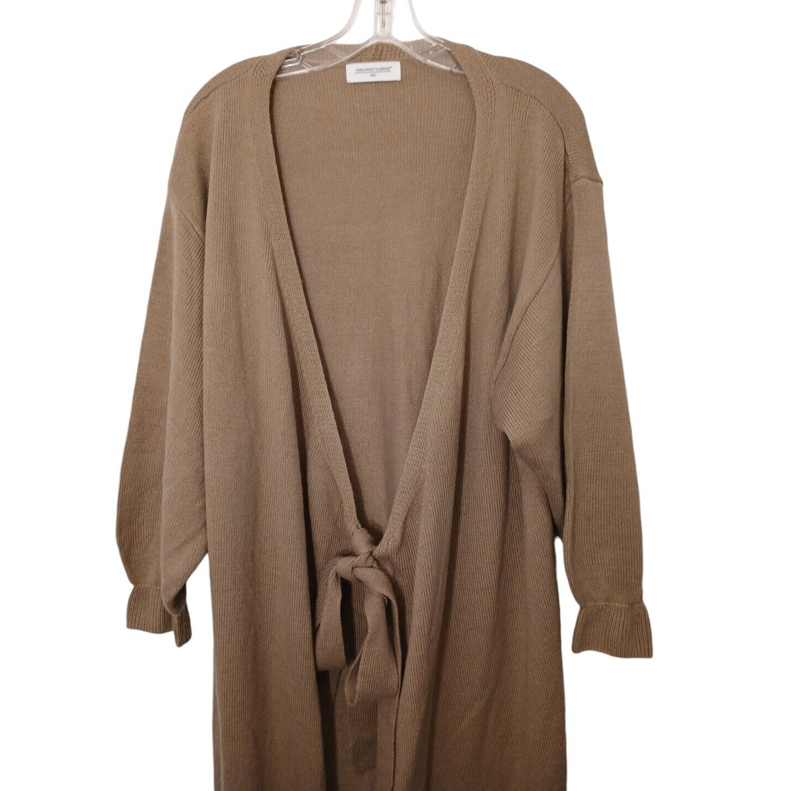 TheLifeStyledCo Long Cardigan Womens Sz L Brown Sweater