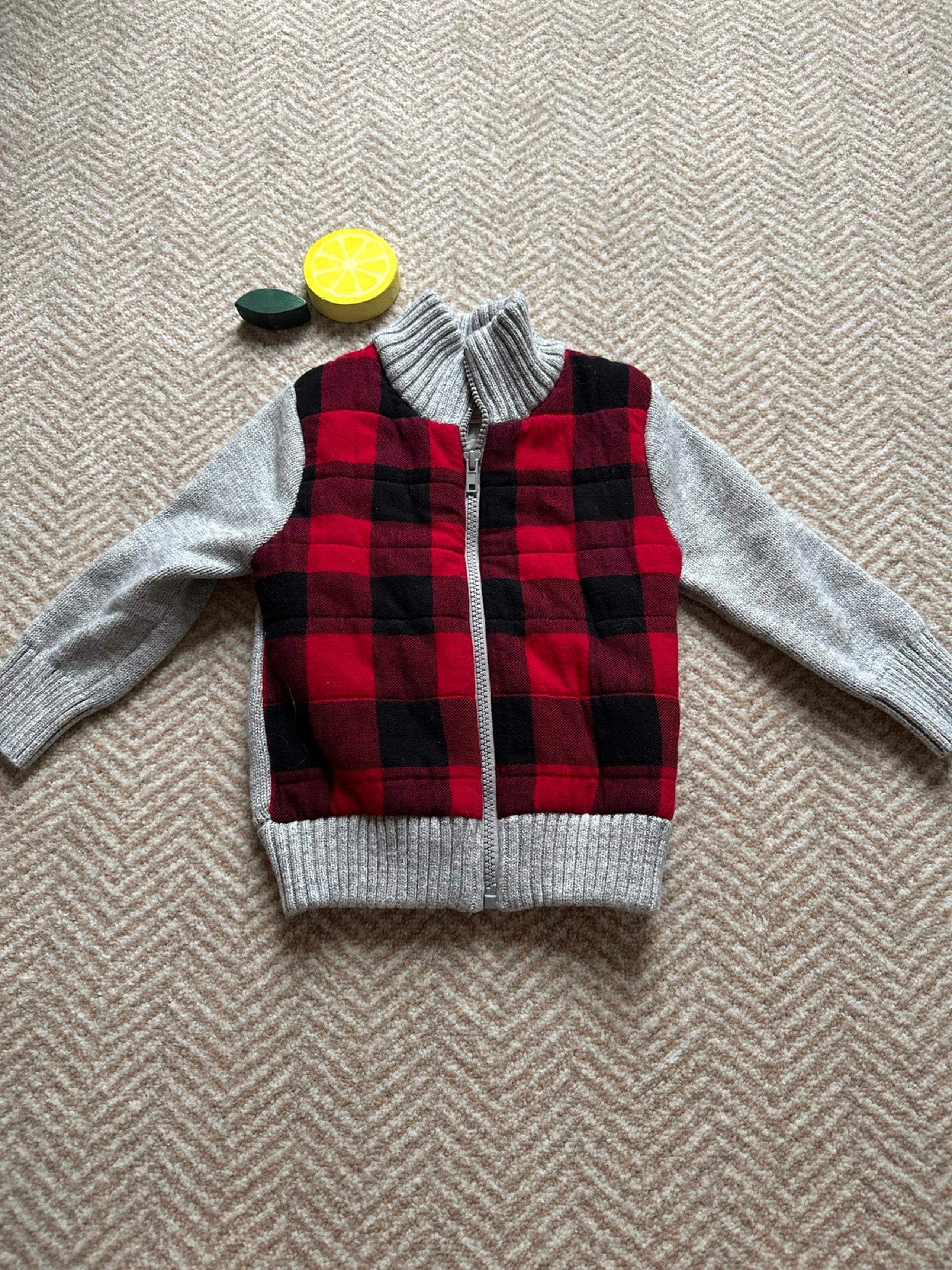 Cat & Jack Buffalo Plaid Sherpa Lined Sweater Jacket
