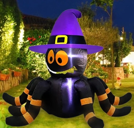 Halloween LED Décor of 3.5ft Spider with Witch Hat Inflatable