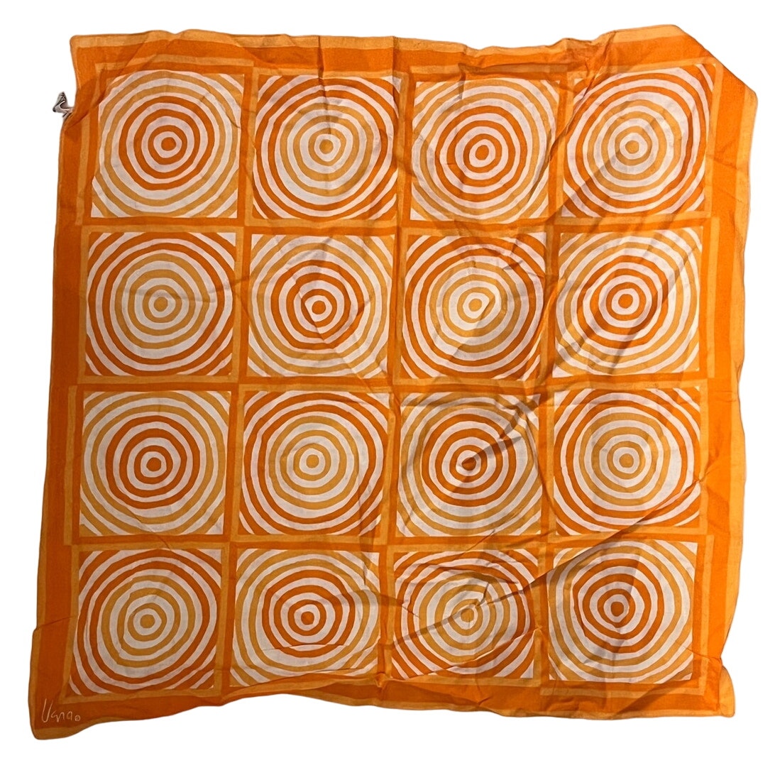 Vintage Vera Neumann Scarf - Signed - Orange - 100% Cotton - Made in Italy
