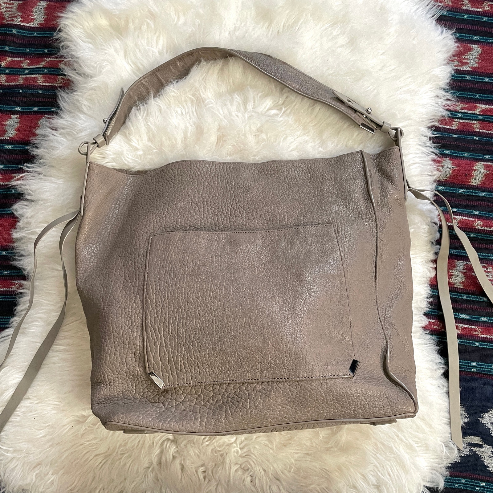 All Saints Taupe Leather Hobo Bag Shoulder Purse