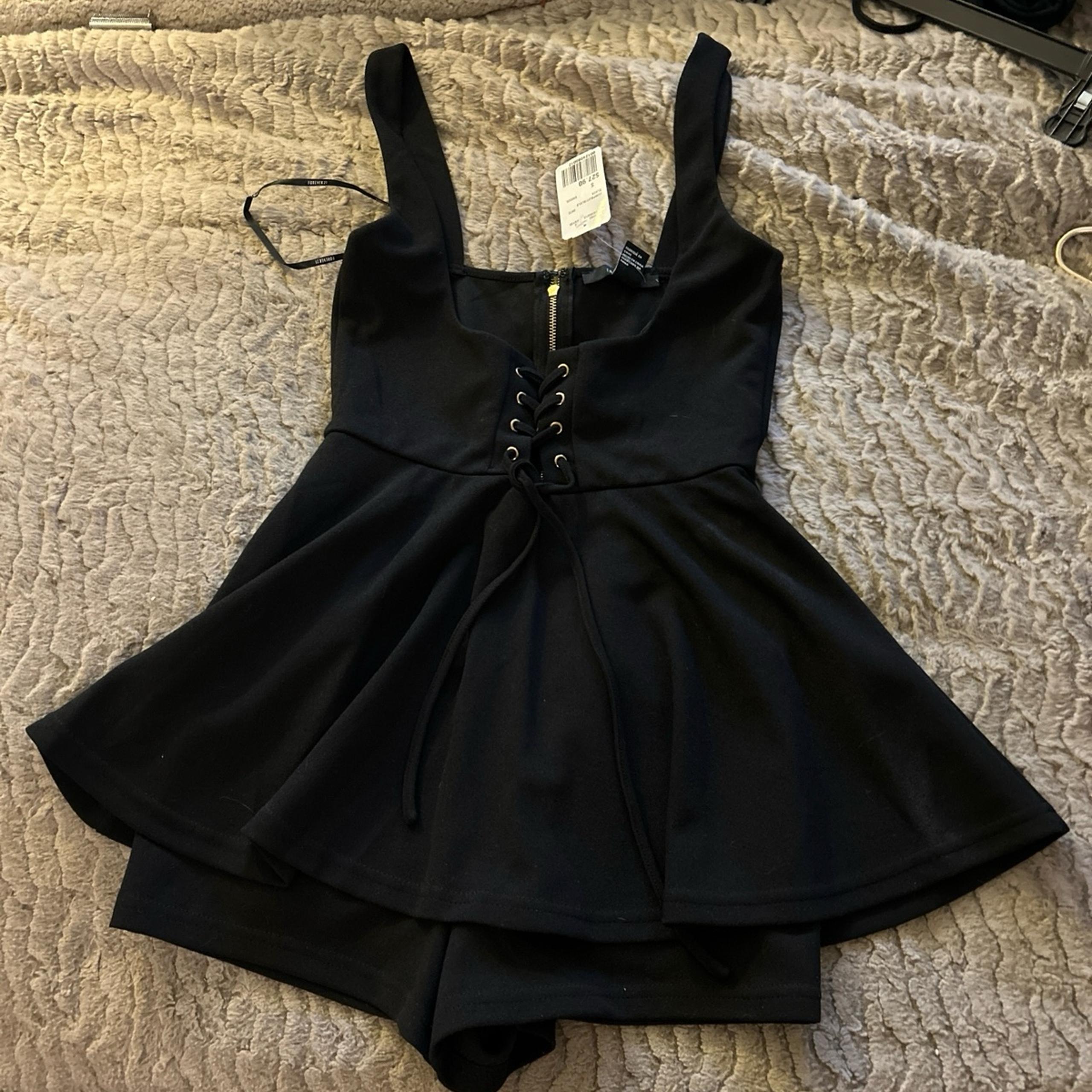 Lace-up-front romper