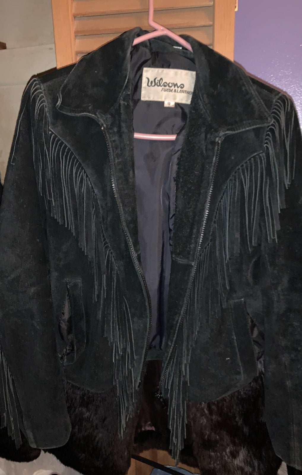 leather SUEDE FRINGE jacket womens size