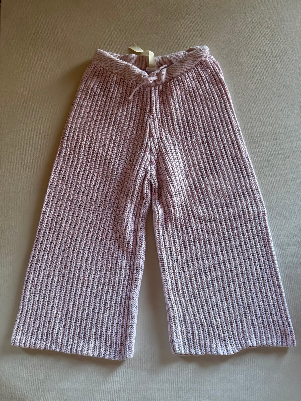 Millk pink confetti knit ribbed pants 8y