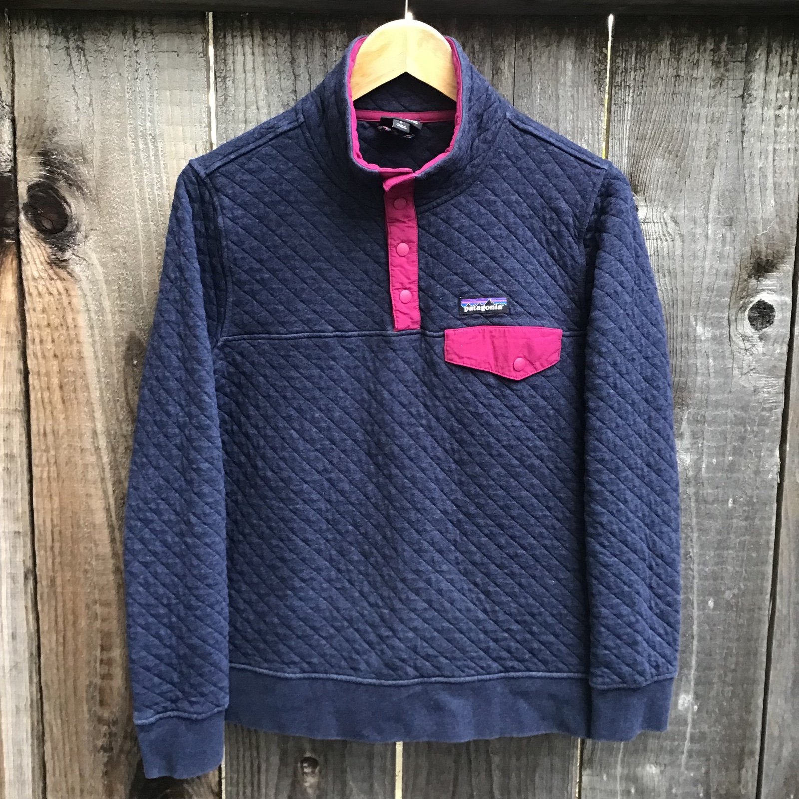 Patagonia organic cotton quilted snap-t pullover sweater womens size small