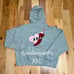 VS PINK GREY VALENTINES DAY HOODIE WITH HEART AND CHILLI PEPPER DESIGN SIZE XXL