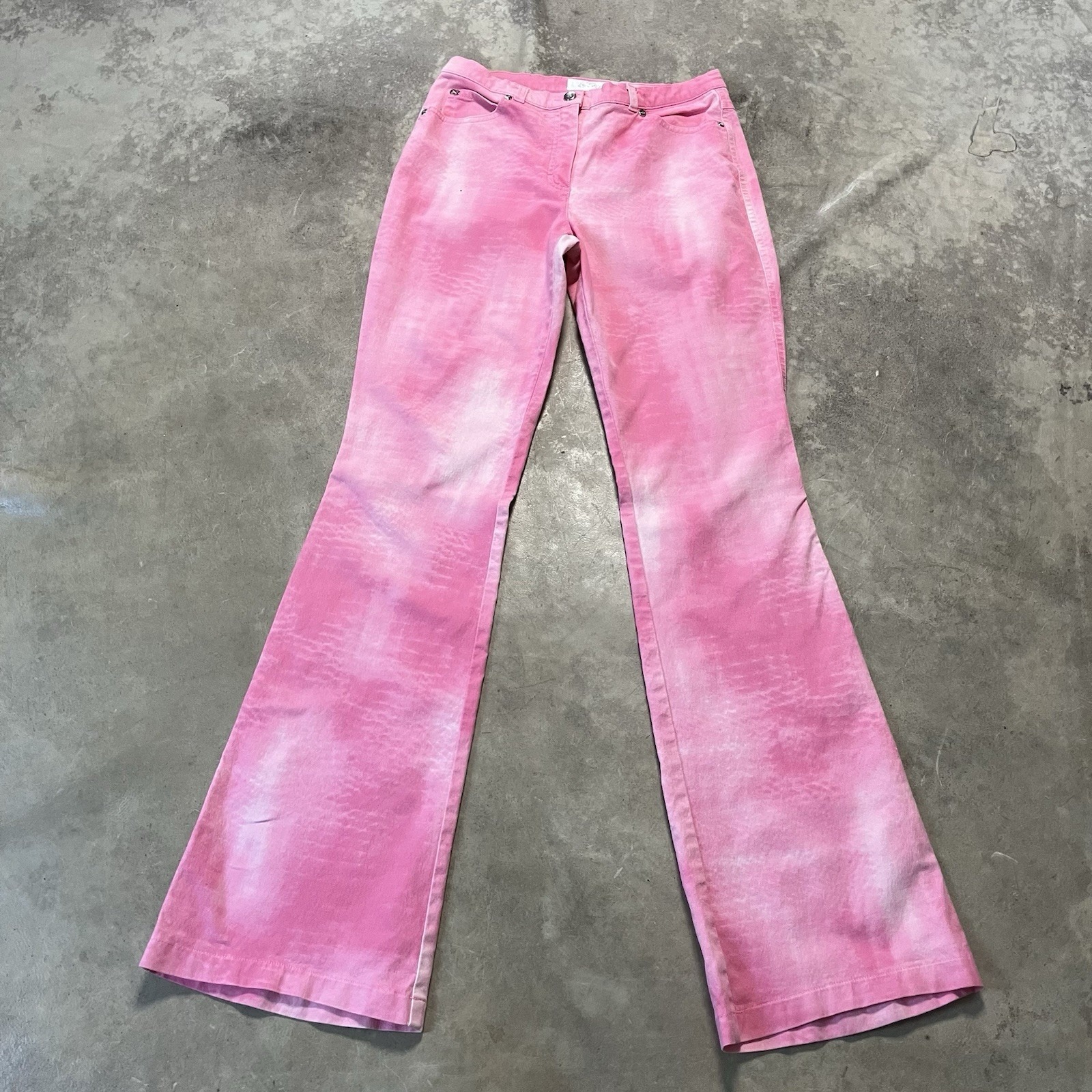 Escada Jeans Womens Size 36/ 6 Flare Pink Tie Dye Mid Rise Stretch Vtg