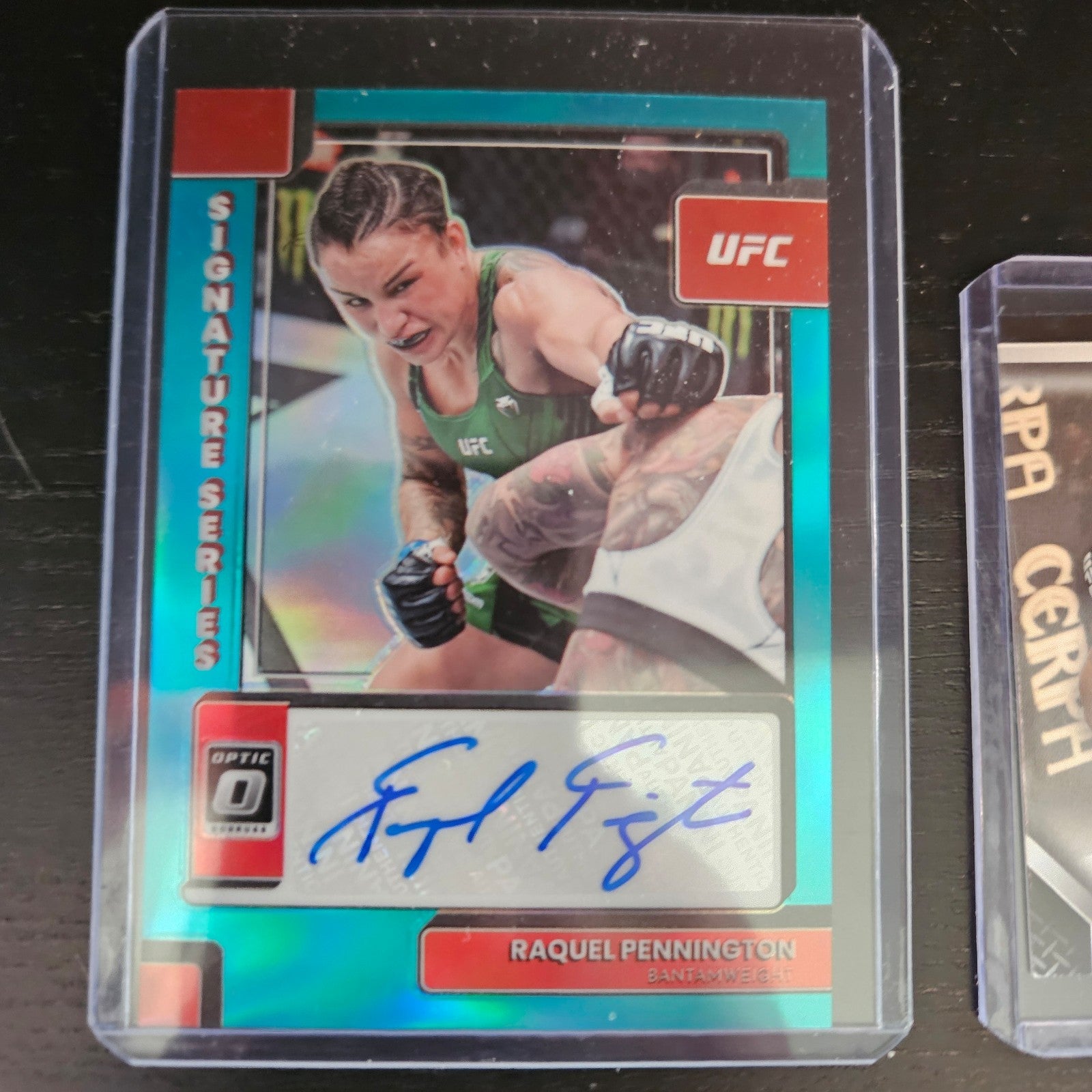 Raquel Pennington and Rose Namajunas Signed UFC trading card
