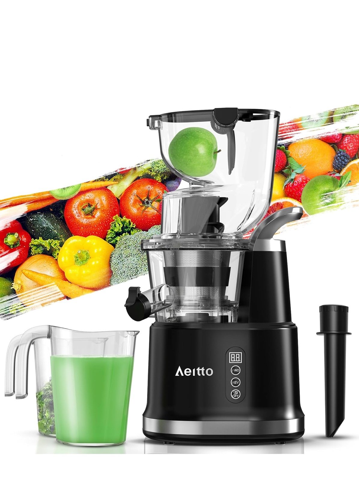 Aeitto Cold Press Juicer, Juicer Machines with Large Feed Chute, Large Capacity,