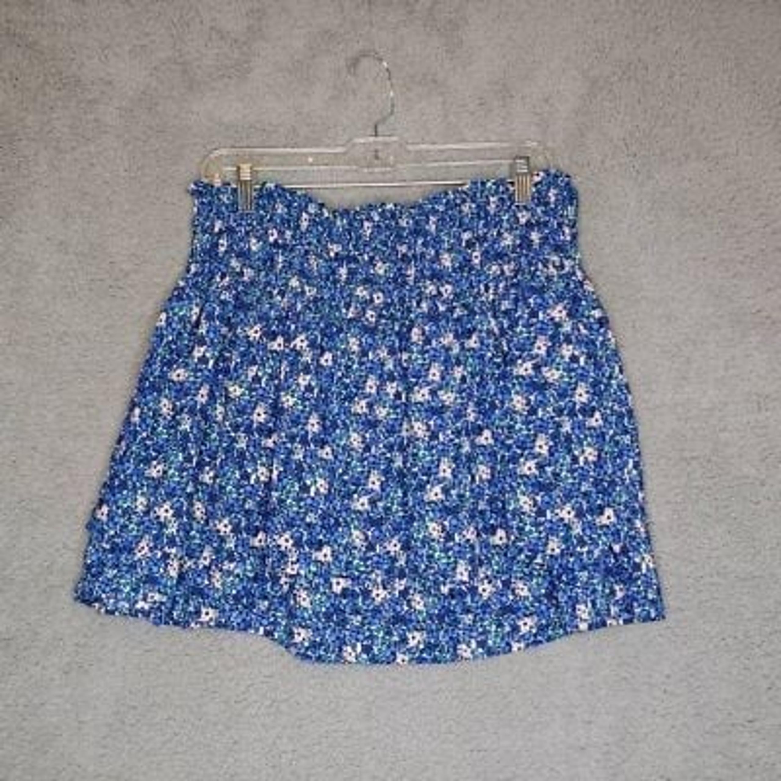 Vero Moda Womens A Line Skirt Blue Pink Floral Mini Elastic Smocked Waist XL New