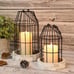 New Set of 2 Rustic Wire Metal Cloche, Vintage Candle Lanterns - Black, White
