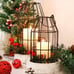 New Set of 2 Rustic Wire Metal Cloche, Vintage Candle Lanterns - Black, White