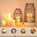 New Set of 2 Rustic Wire Metal Cloche, Vintage Candle Lanterns - Black, White