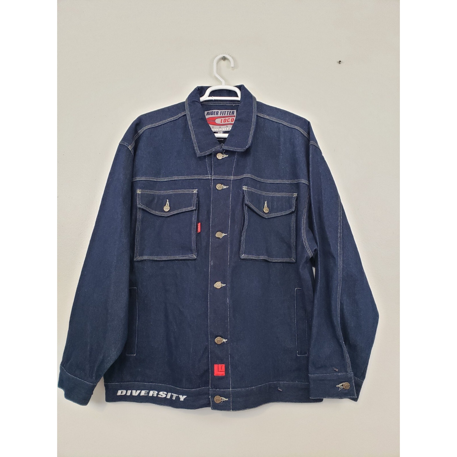 Loco Rider Fitter Bomber Jacket Mens XXL Denim Hip Hop Street Wear Diversity Y2K