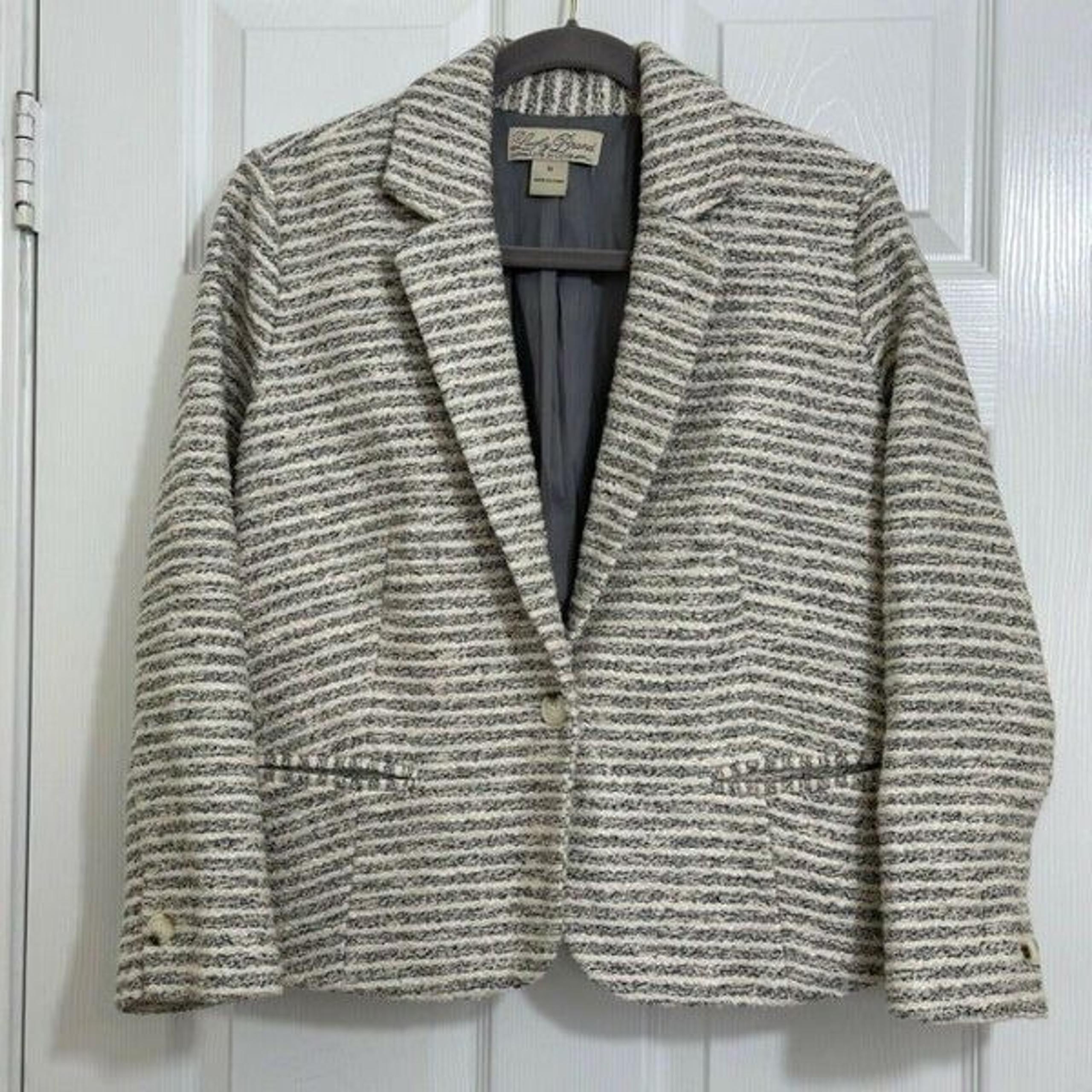 Lucky Brand Women's M Blazer White & Gray One Button