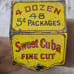 Vintage Sweet Cuba countertop store tobacco tin, 8 x 8 x 10 1/2 deep