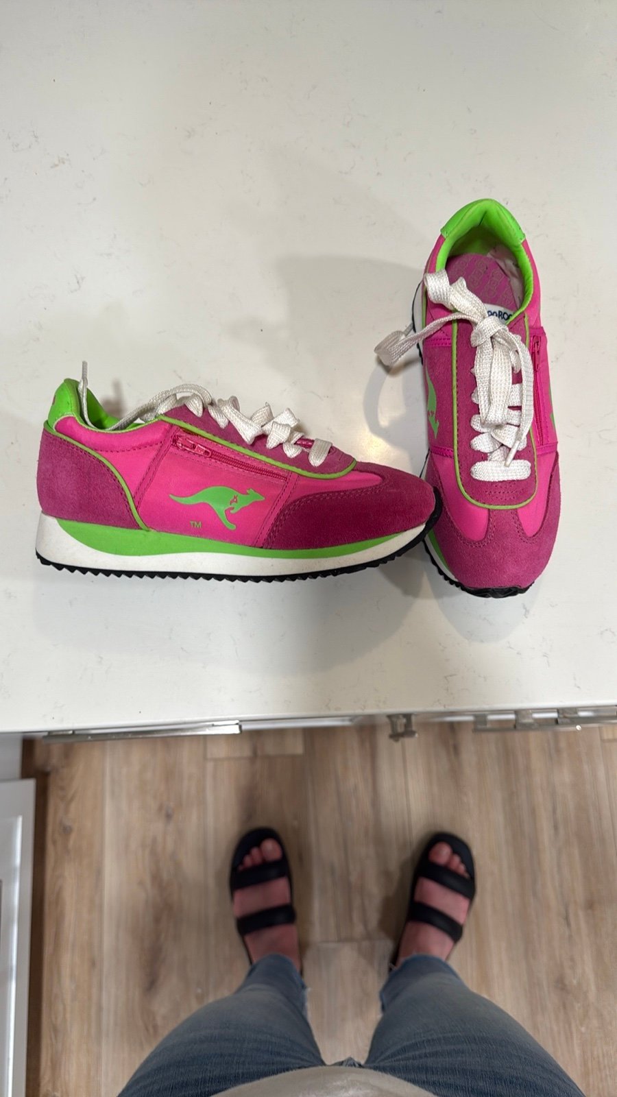KangaROOS Pink and Green Retro Sneakers