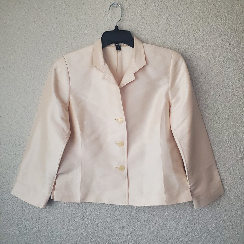 LINDA ALLARD ELLEN TRACY vintage jacket blaze women beige size 10P 100% silk wom