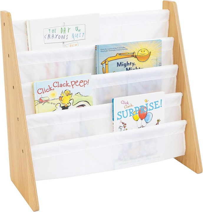 4-Tier Kids Bookshelf Natural Wood White Premium Book
