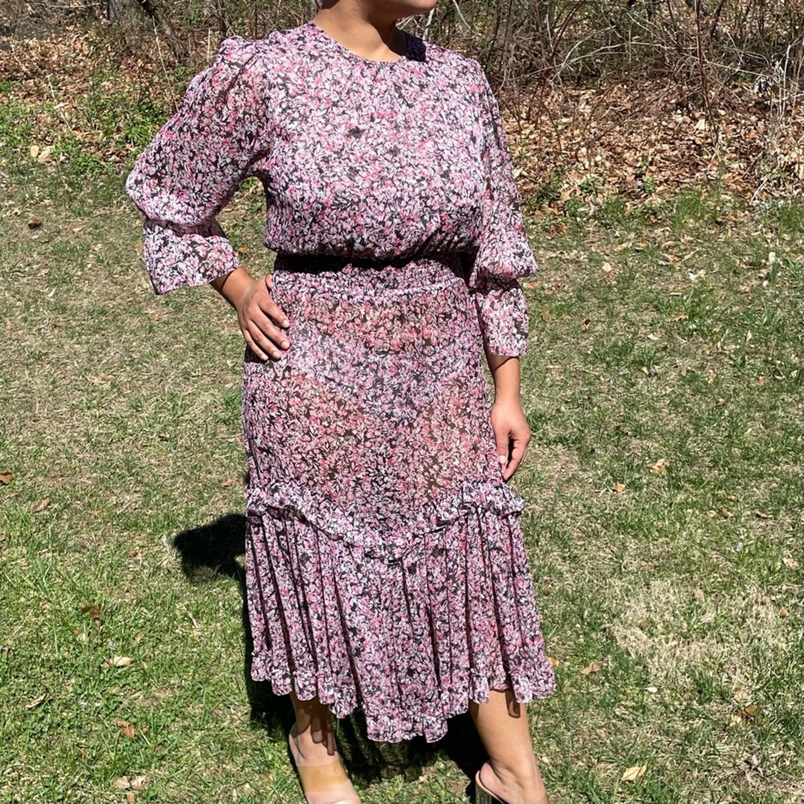 NWT MISA Los Angeles Laia Dress Cetara Floral Size Large Midi Length
