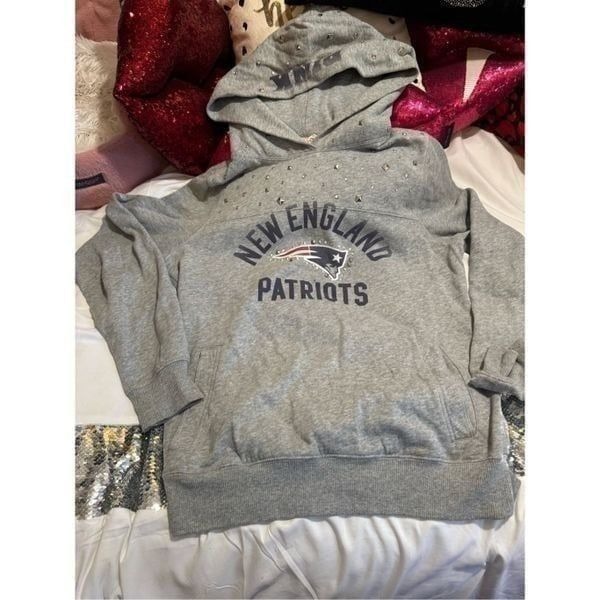 VS pink xNFl new england patriots pullover hooded sweatshirt- hoodie bling