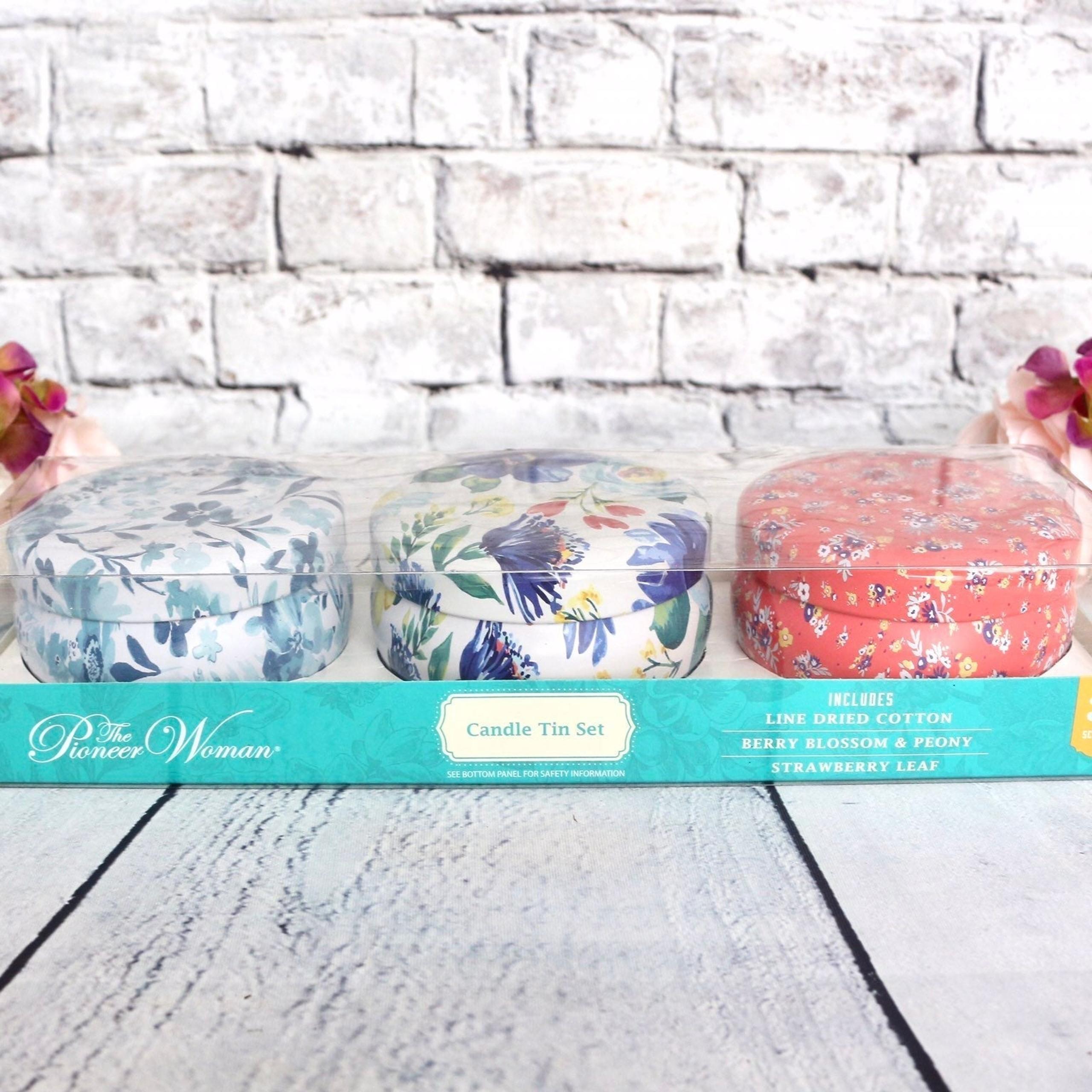 PioneerWoman 3-Piece Painterly Floral Tin Candle Set