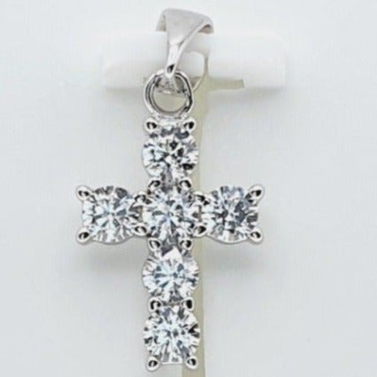Attractive Cross Diamond Pendant Simulated Diamond 925 Silver US925P1059