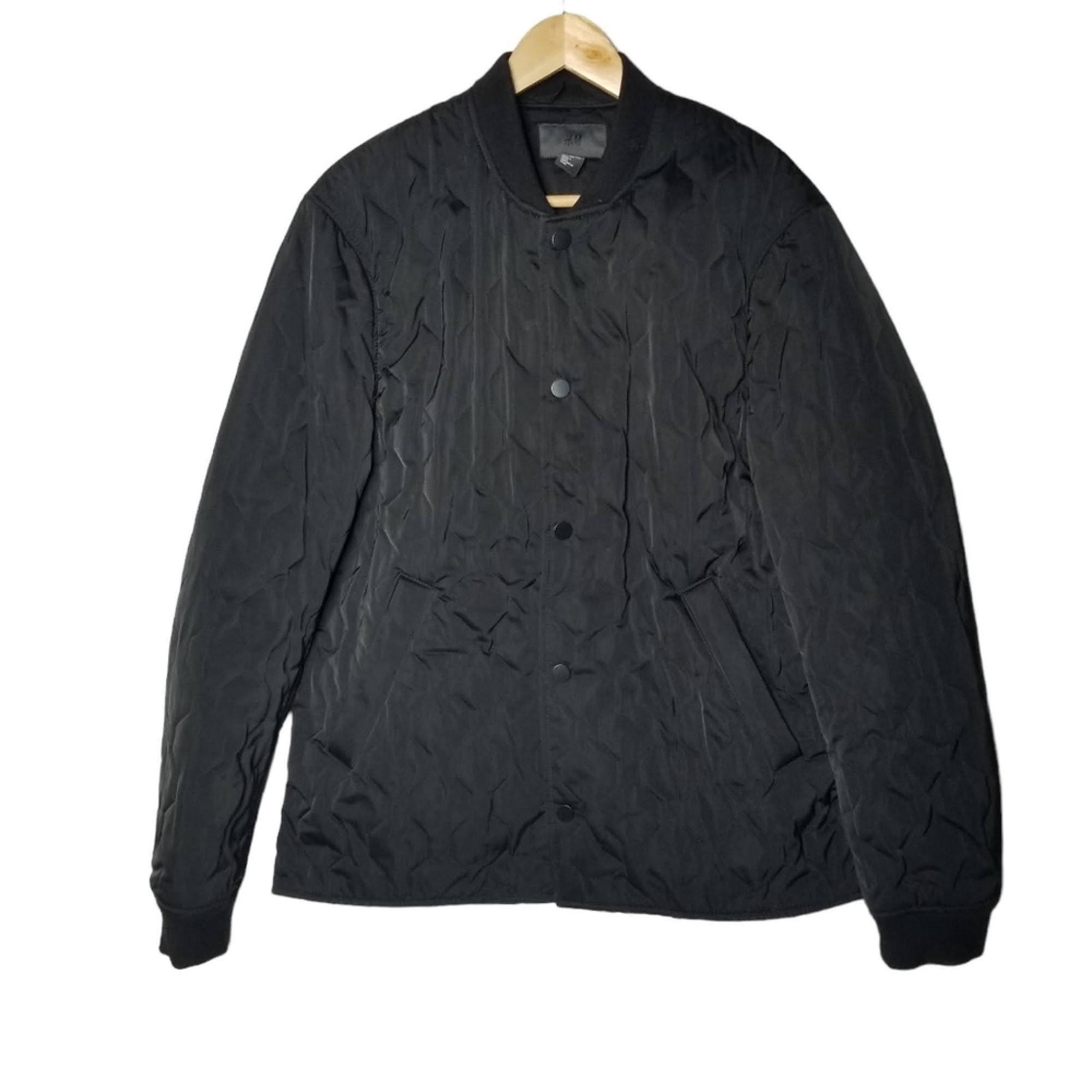 H & M Quilted Bomber Jacket Mens Medium Snap Front Heavyweight Size 40R