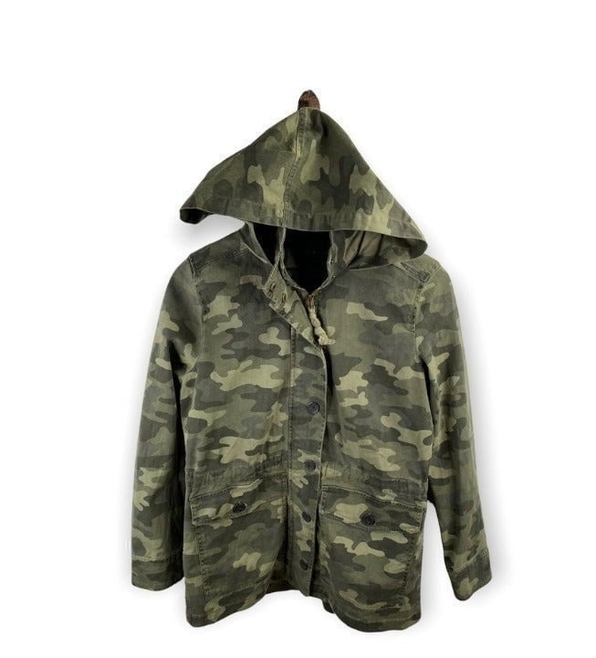 Lucky Brand Camo Hooded Cargo Jacket Size S