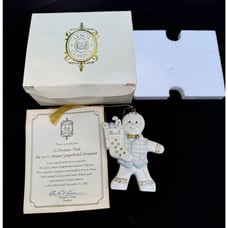 Lenox 2003 Snowman Ornament Handcrafted A Christmas Treat 24k Gold Mint In Box!
