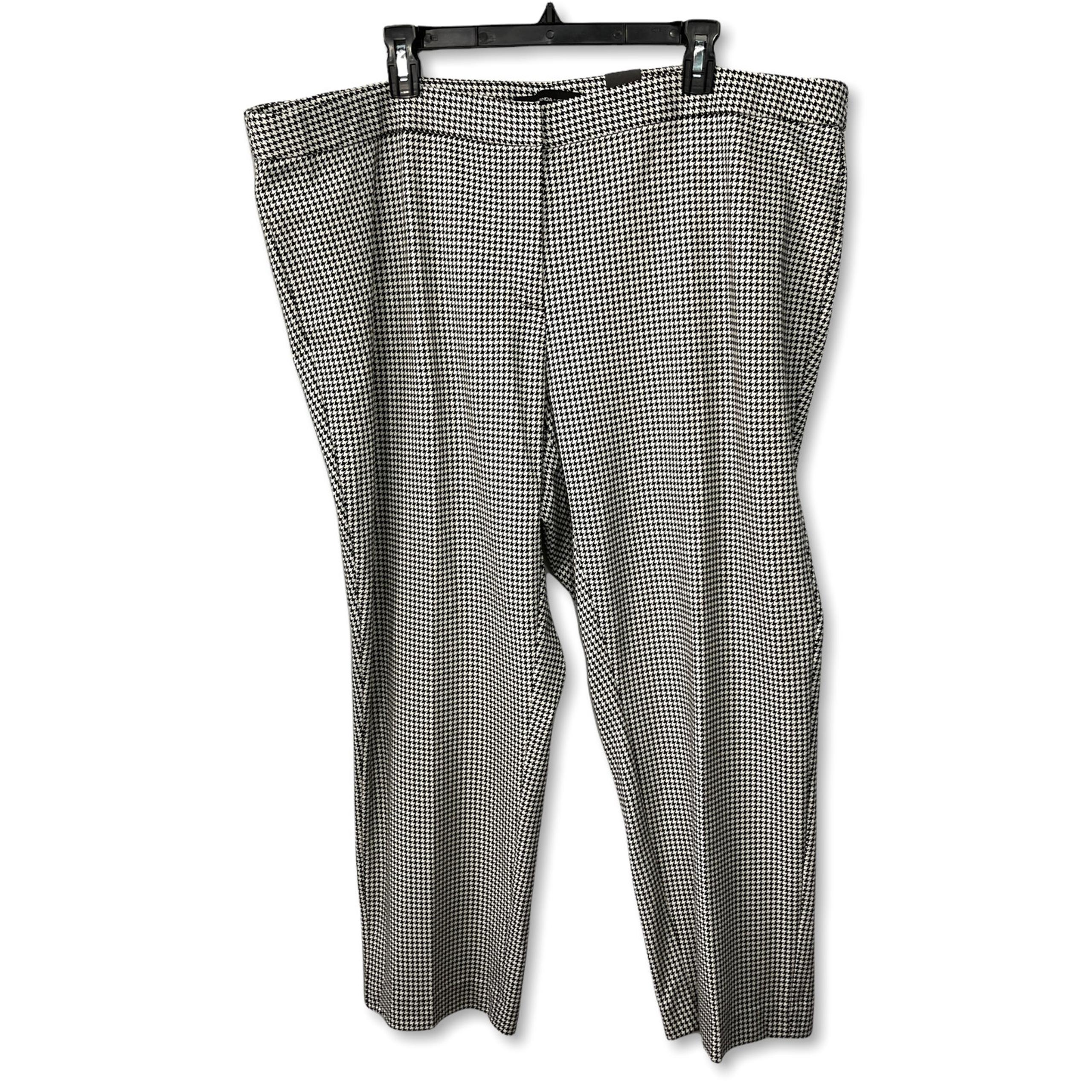 Amanda + Chelsea Houndstooth Pant NEW Women Sz 22W Black White Taper Leg Stretch