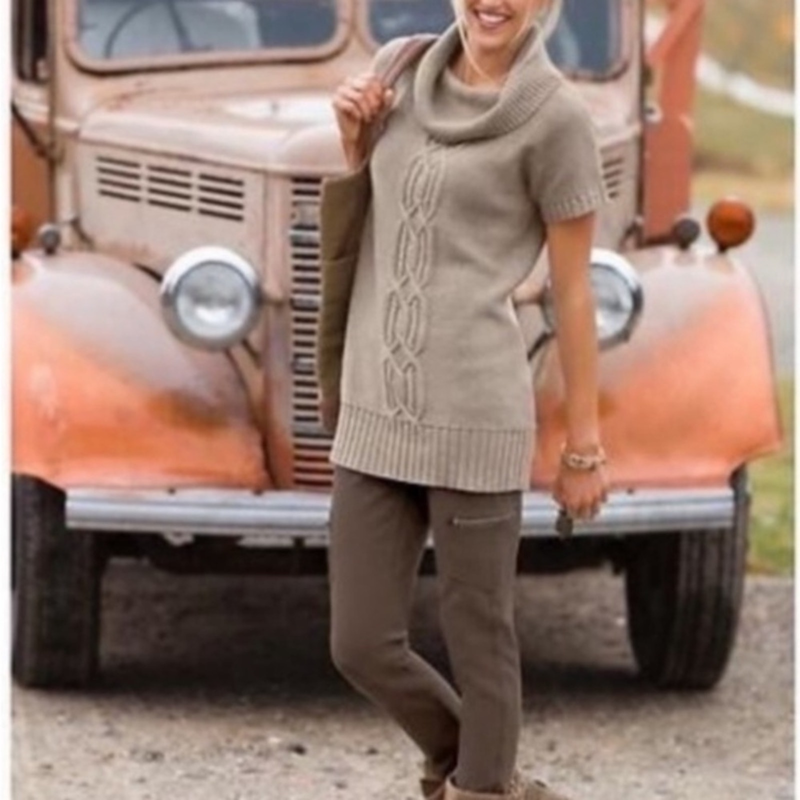 Athleta Tisbury Cabel Knit Tan Sweater