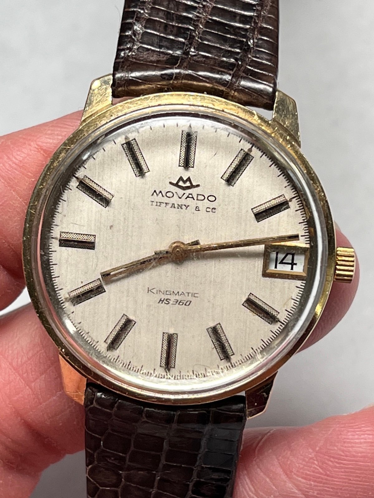 Mens Tiffany & Co Movado Sub Sea Kingmatic 14k Gold Watch NOT WORKING