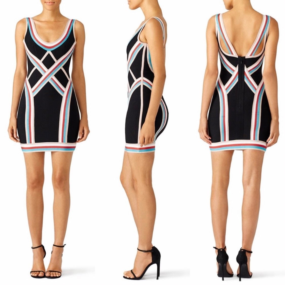 Herve Leger Bryanne textured colorblock bandage dress size S small