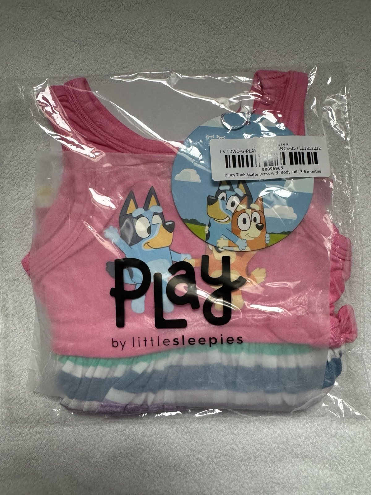 Little Sleepies Bluey Tank Skater Dress With Bodysuit 3-6 Months