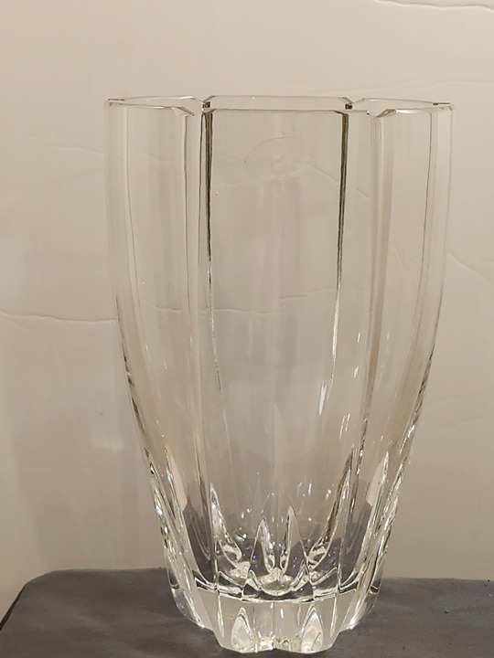 Vintage Royal Gallery 24% Lead Crystal Clear Ribbed Vase Made in Hungary 1990's