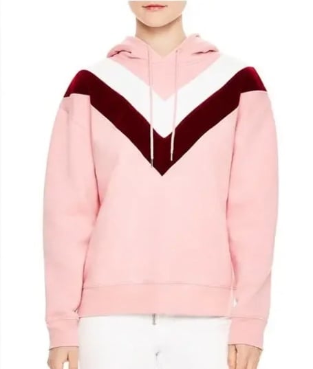 Sandro Paris Velvet Hoodie in Pink