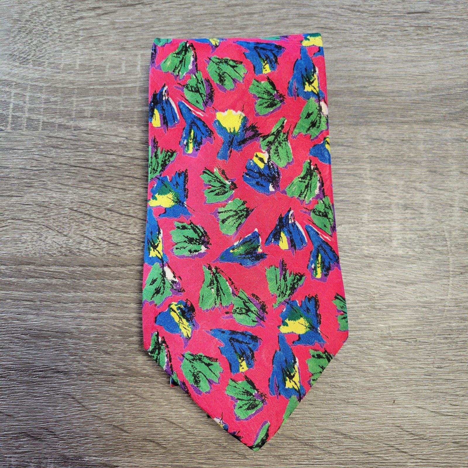 Vintage Mens Brioni Silk Tie Red Multicolor Abstract Brush Stroke Made In Italy