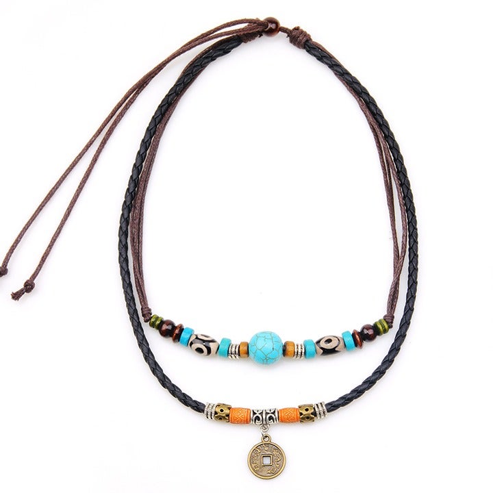 Turquoise Coin Pendant Necklace