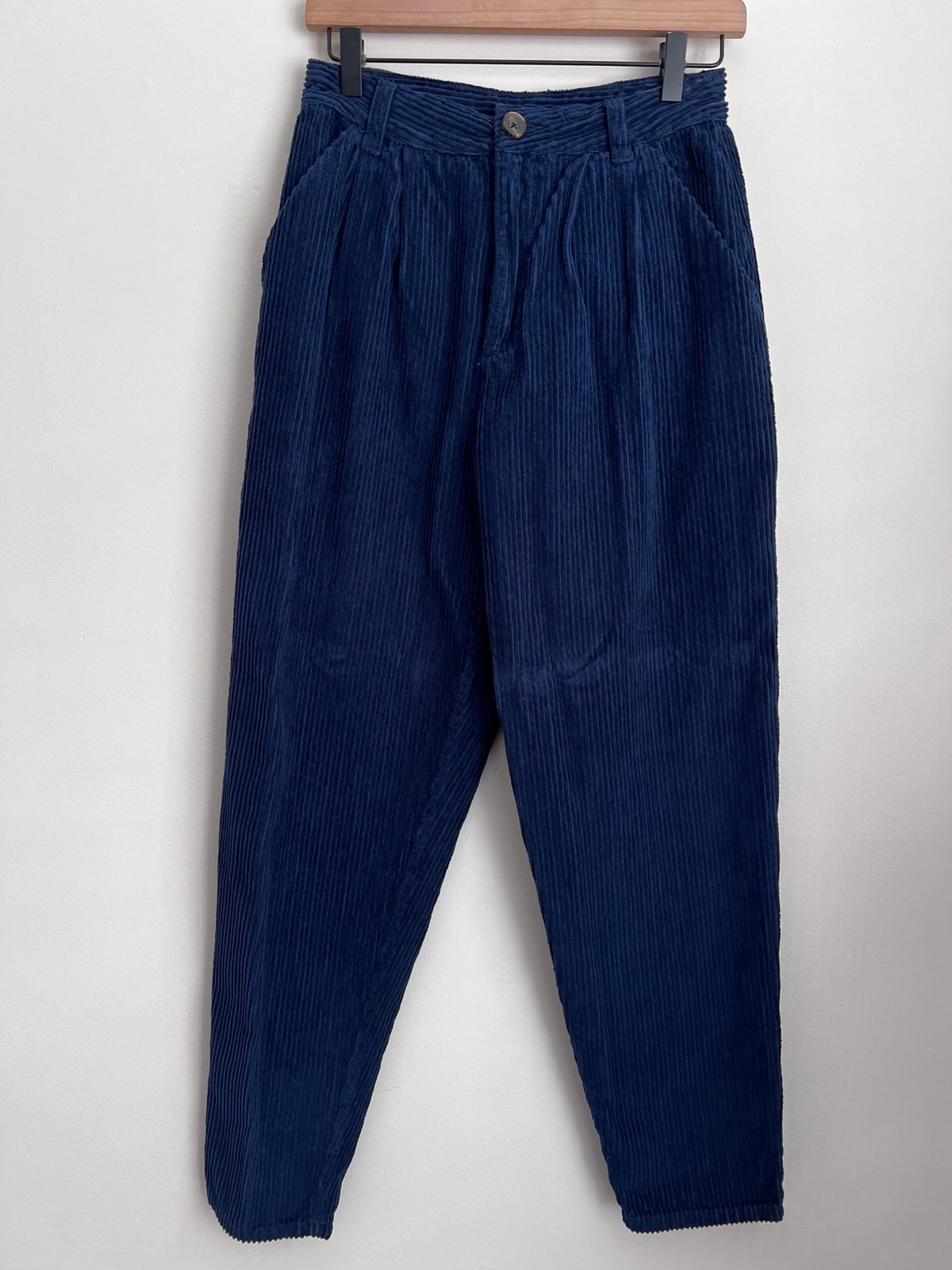 Free People yardley tapered trousers navy blue corduroy barrel 2
