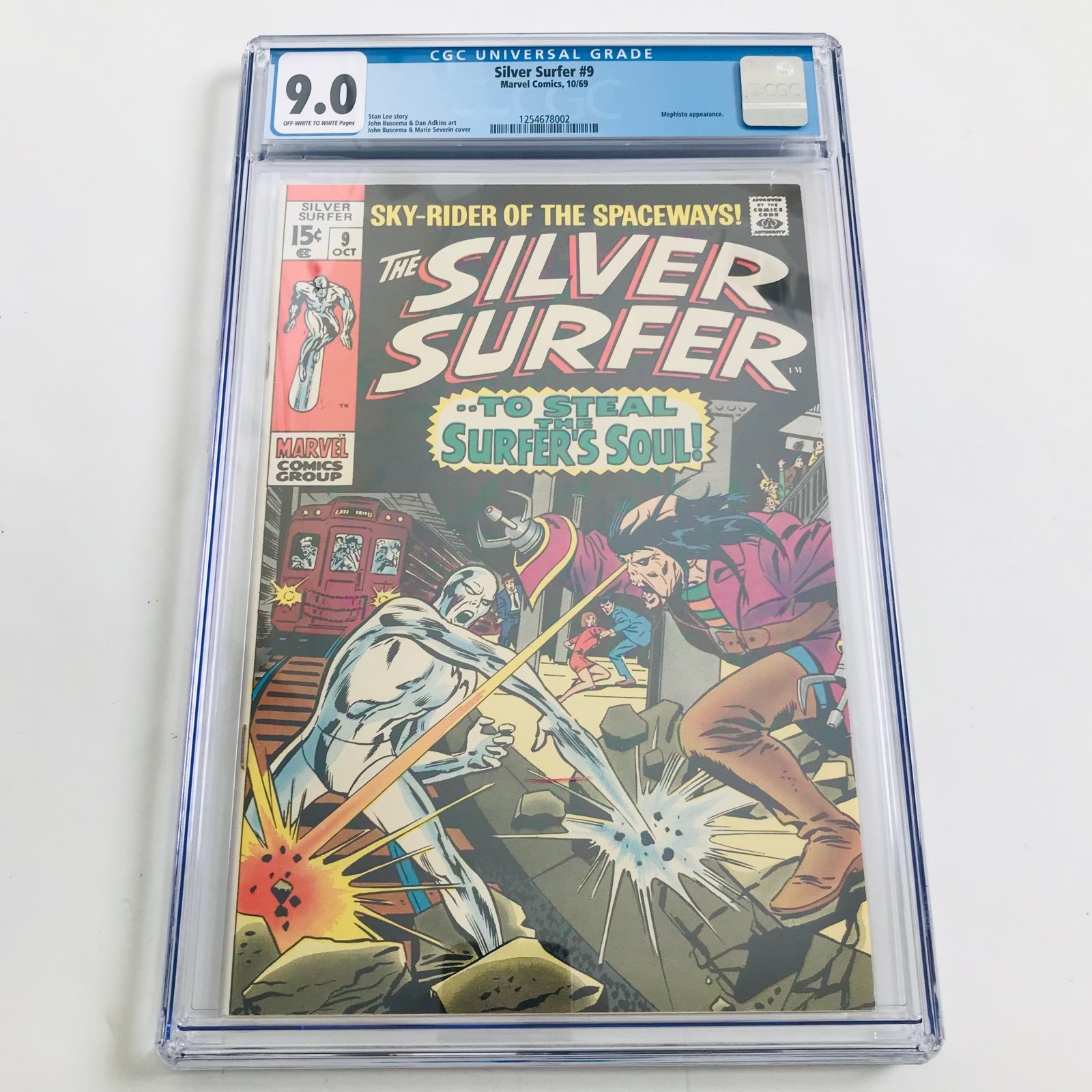 SILVER SURFER #9 CGC 9.0 WHITE PAGES // MEPHISTO APPEARANCE 1969