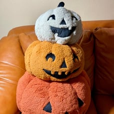 Cupcakes and Cashmere Stacked Jack Pumpkins Halloween Pillow