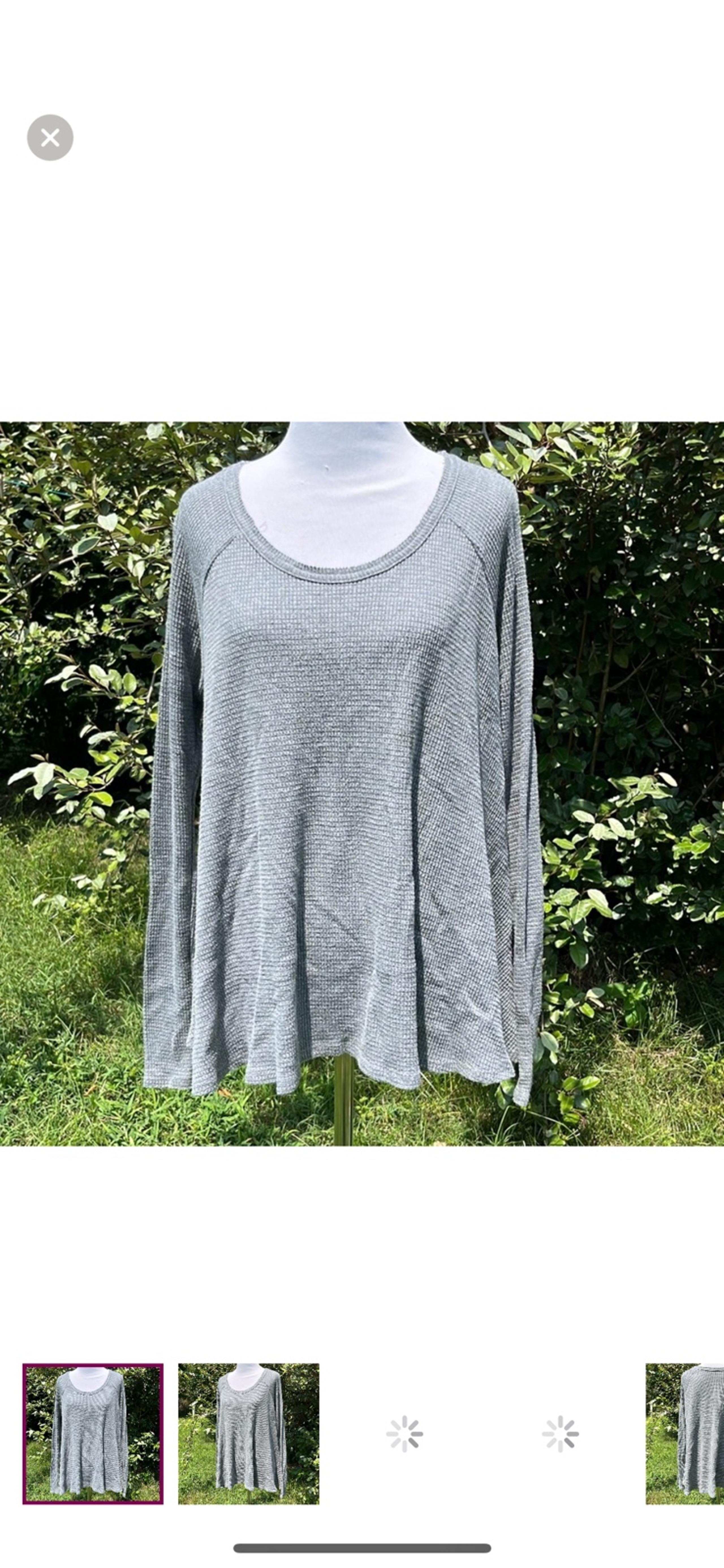 WE THE FREE Flowy Waffle Knit Long Sleeve Top Size Medium Grey Comfy Long Sleeve