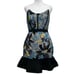 Bella Barnett Blue & Black Sequin Strapless Lettuce Hem Mini Dress