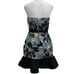 Bella Barnett Blue & Black Sequin Strapless Lettuce Hem Mini Dress