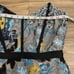 Bella Barnett Blue & Black Sequin Strapless Lettuce Hem Mini Dress