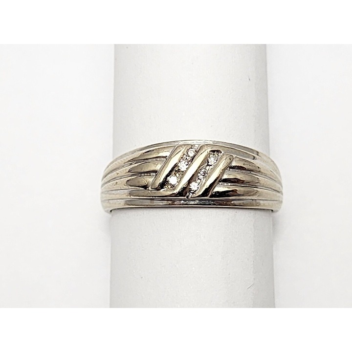 Unique 14K Karat Solid White Gold Designer Diamond Wedding Band Ring Size 13.25