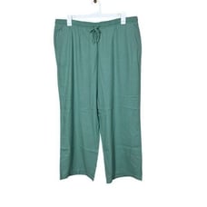 Gap Wide Leg Linen Pull On Granite Green Pants Size XL Brand New